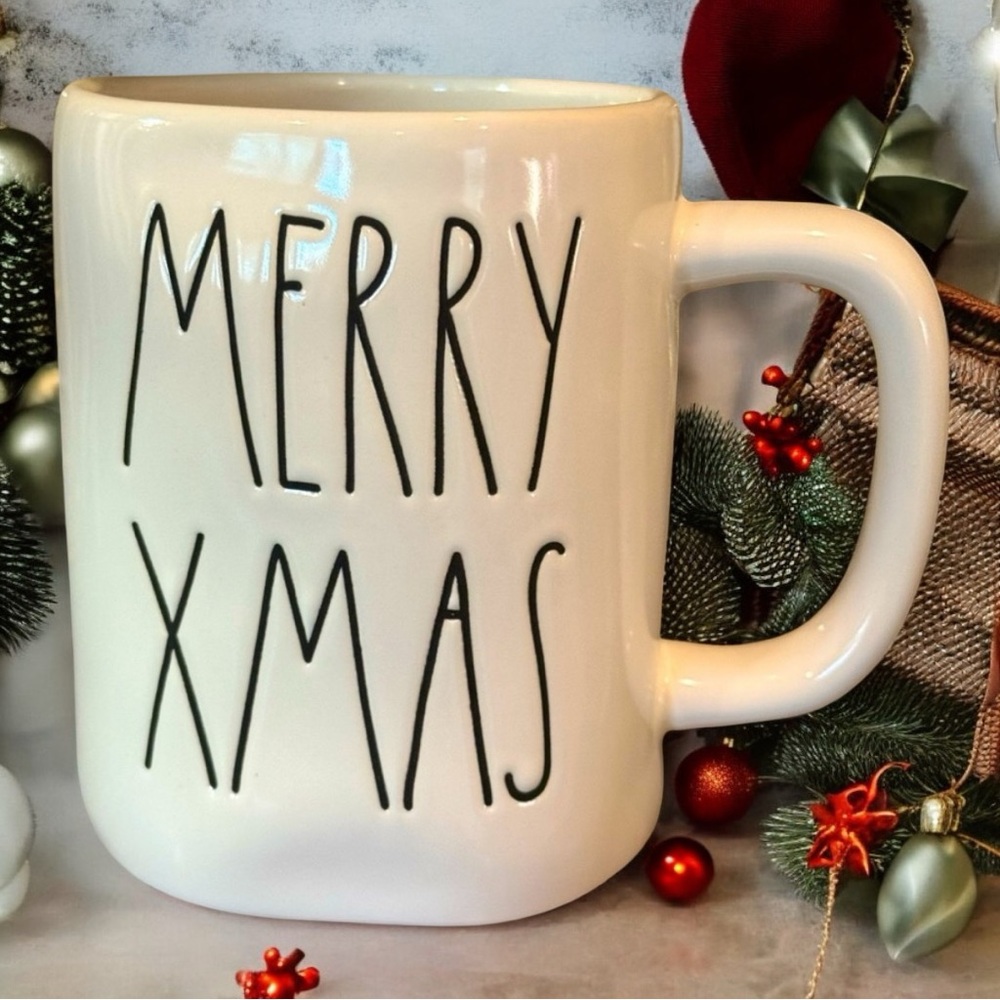 RAE DUNN “Merry Xmas” Mug in Ivory with black lettering